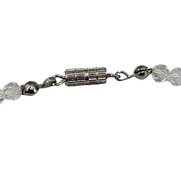 Vintage Faceted AB Aurora Borealis Bead Collar Choker Necklace Barrel Closure - Picture 5 of 8